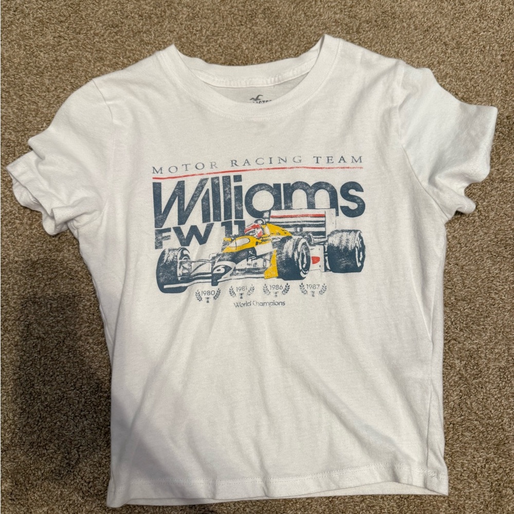 Hollister Kids White Racing Graphic Tee